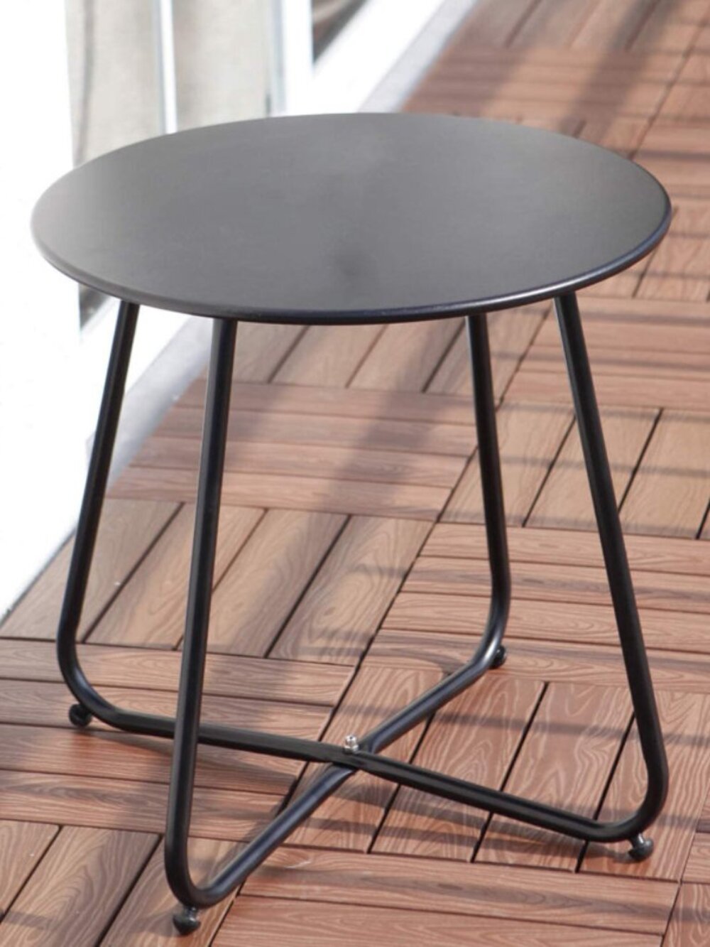 Outdoor Side Table Black 1 Steel Round Accent Table